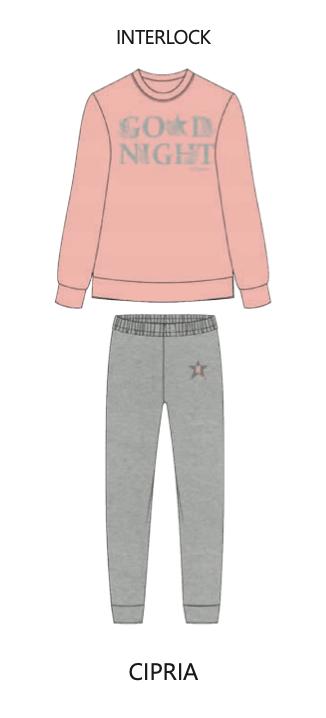 Pigiama donna Hollywood Milano girocollo caldo cotone interlock PG45774 - Caos Intimo Donna - Uomo - Bambini - Casa - Hollywood Milano