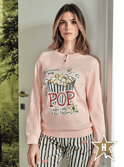 Pigiama donna Hollywood Milano serafino caldo cotone interlock PG45758 - Caos Intimo Donna - Uomo - Bambini - Casa - Hollywood Milano