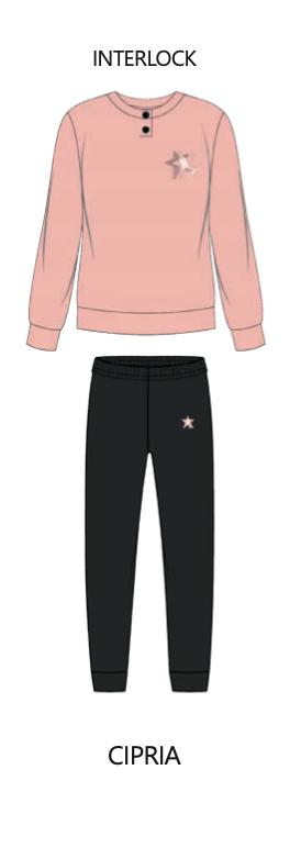 Pigiama donna Hollywood Milano serafino caldo cotone interlock PG45766 - Caos Intimo Donna - Uomo - Bambini - Casa - Hollywood Milano