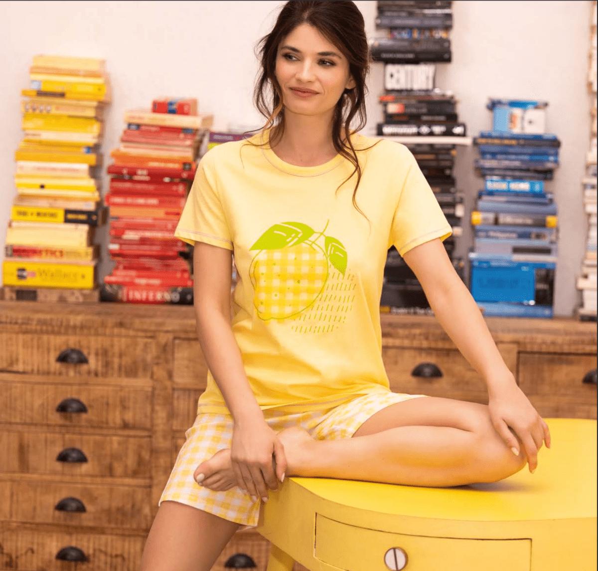 Pigiama donna in cotone serafino mezza manica pantaloncino Sièlei VP12 - Caos Intimo Donna - Uomo - Bambini - Casa - Sièlei