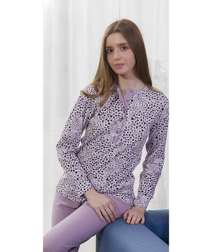 Pigiama donna serafino invernale interlock Gary 5466