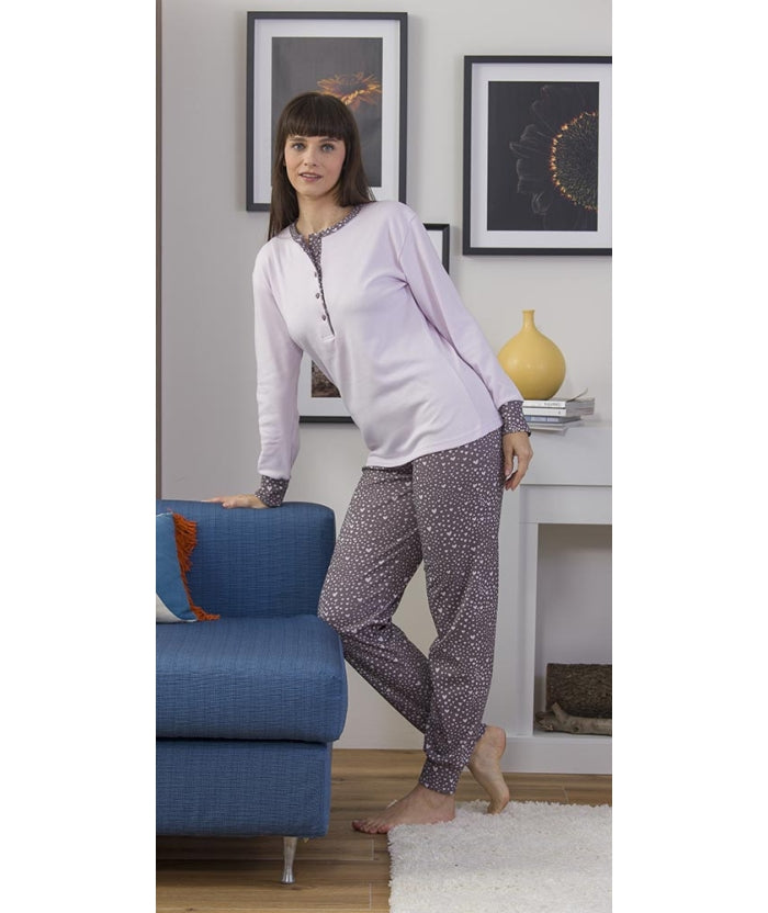 Pigiama donna serafino invernale interlock Gary 5418