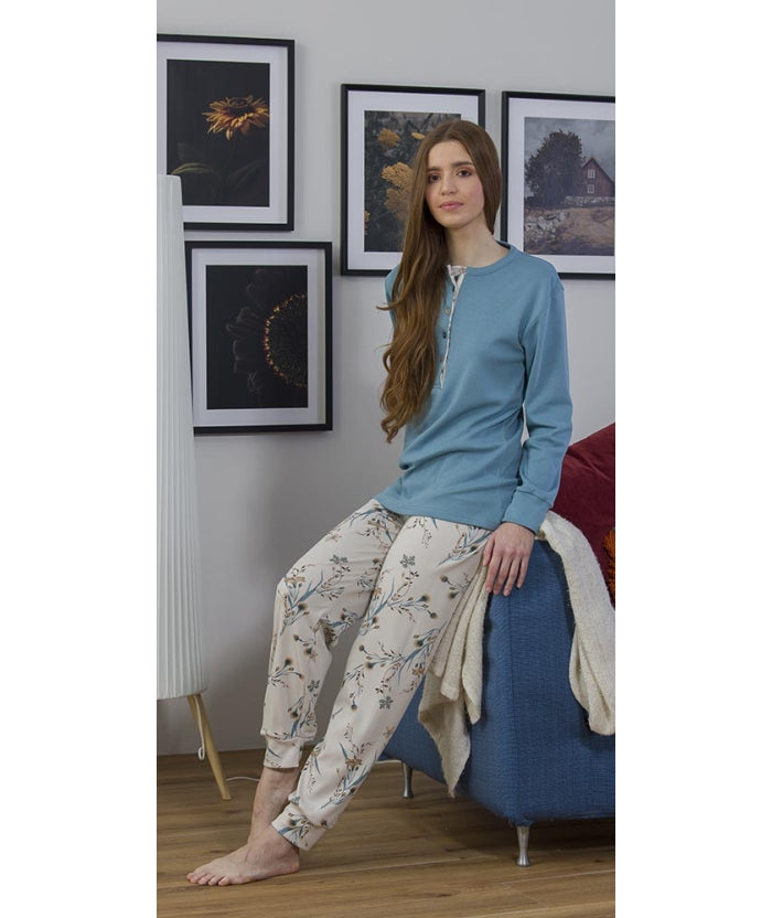 Pigiama donna serafino invernale interlock Gary 5408