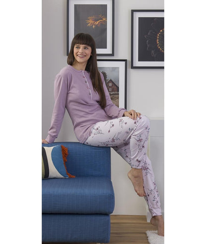 Pigiama donna serafino invernale interlock Gary 5408