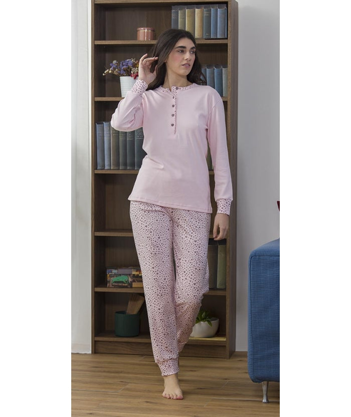 Pigiama donna serafino invernale interlock Gary 5418
