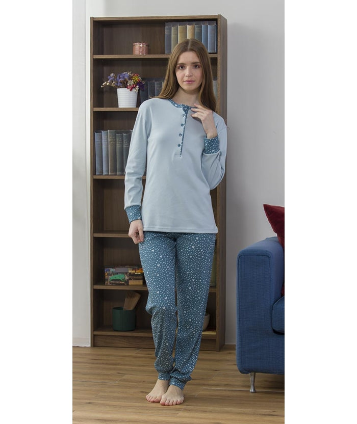 Pigiama donna serafino invernale interlock Gary 5418