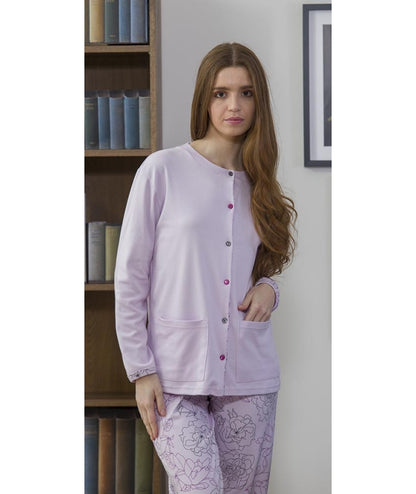Pigiama donna aperto invernale interlock Gary 5437