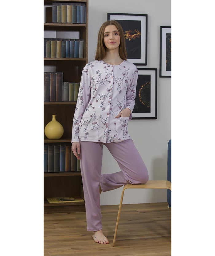 Pigiama donna aperto invernale interlock Gary 5410
