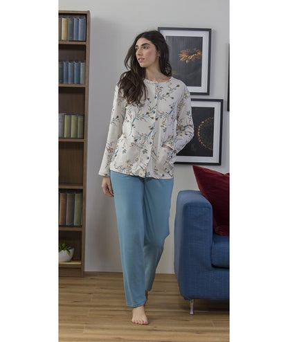 Pigiama donna aperto invernale interlock Gary 5410
