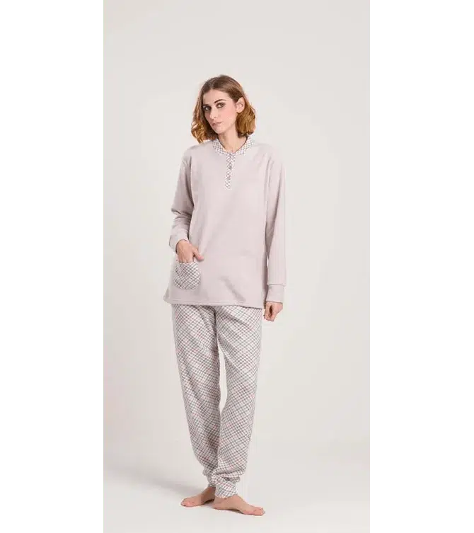 Pigiama donna invernale collo serafino punto Milano Gary flanellato V50120CONF - Caos Intimo Donna - Uomo - Bambini - Casa - Gary