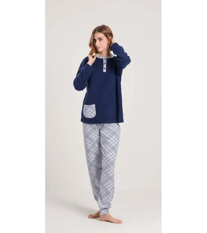 Pigiama donna invernale collo serafino punto Milano Gary flanellato V50120CONF - Caos Intimo Donna - Uomo - Bambini - Casa - Gary