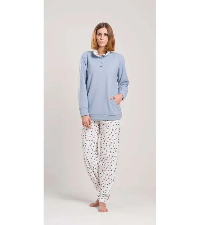 Pigiama donna invernale serafino collo alto punto Milano Gary flanellato V50142 - Caos Intimo Donna - Uomo - Bambini - Casa - Gary