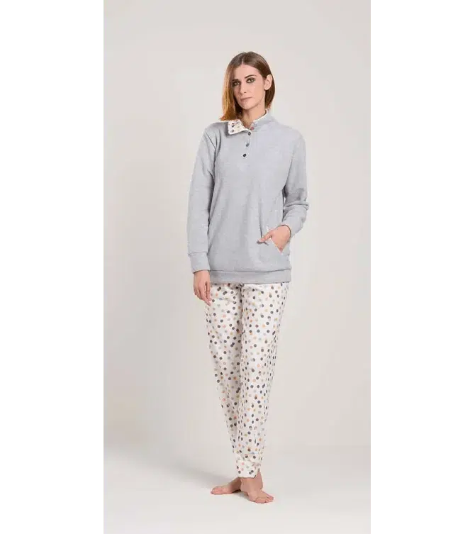 Pigiama donna invernale serafino collo alto punto Milano Gary flanellato V50142 - Caos Intimo Donna - Uomo - Bambini - Casa - Gary