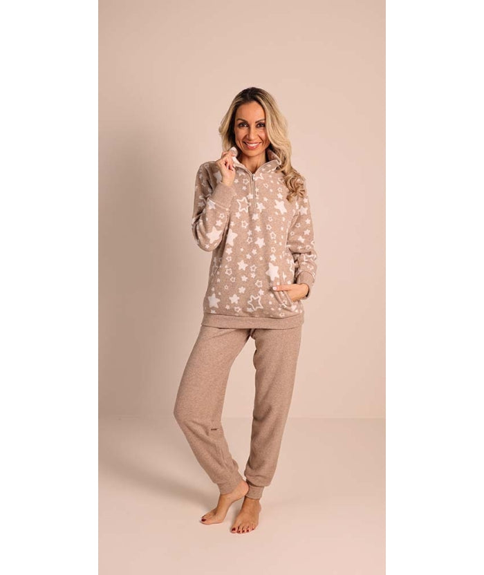 Pigiama donna invernale collo alto punto Milano Gary flanellato 5186