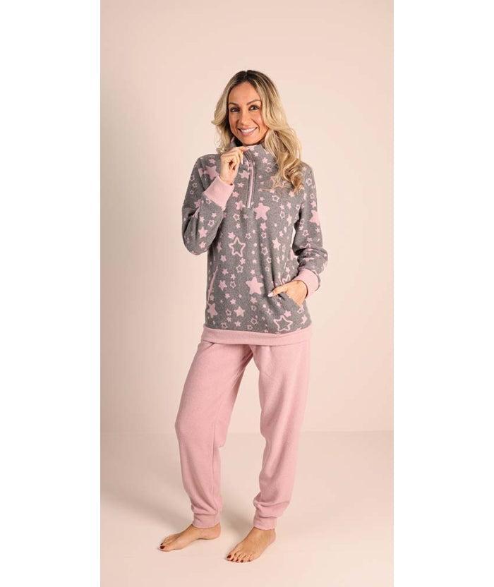 Pigiama donna invernale collo alto punto Milano Gary flanellato 5186