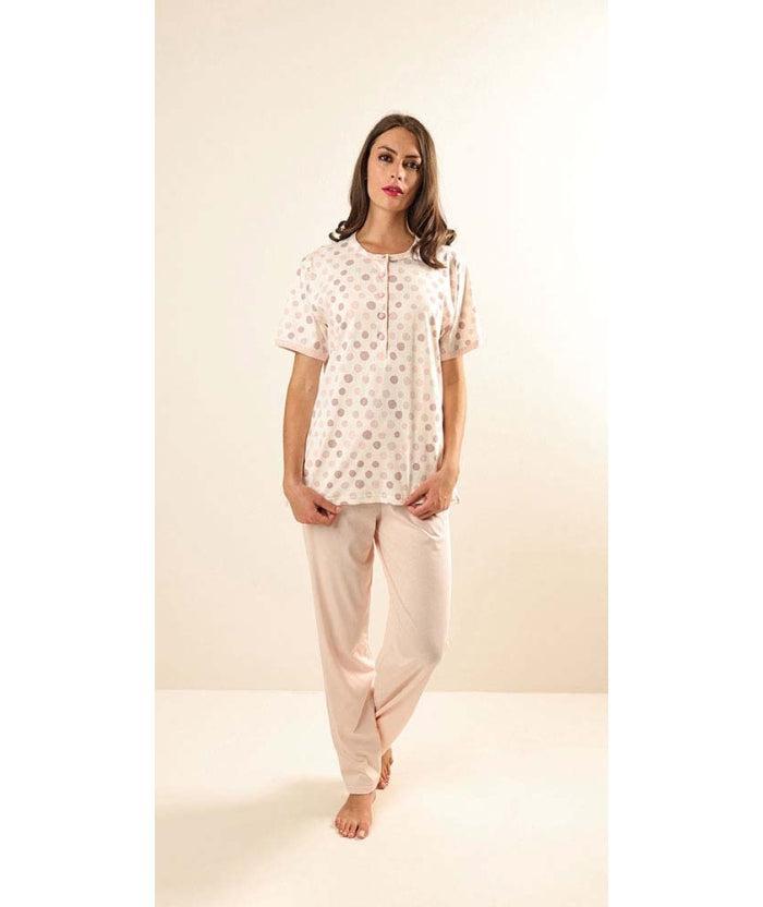 Pigiama donna Jersey serafino Gary mezza manica pantalone lungo Z50042