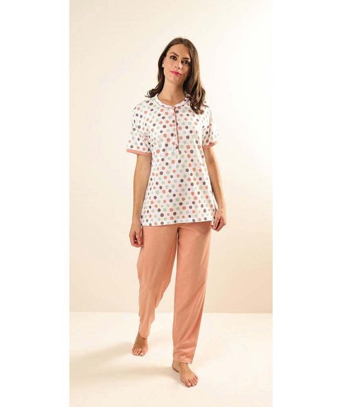 Pigiama donna Jersey serafino Gary mezza manica pantalone lungo Z50042