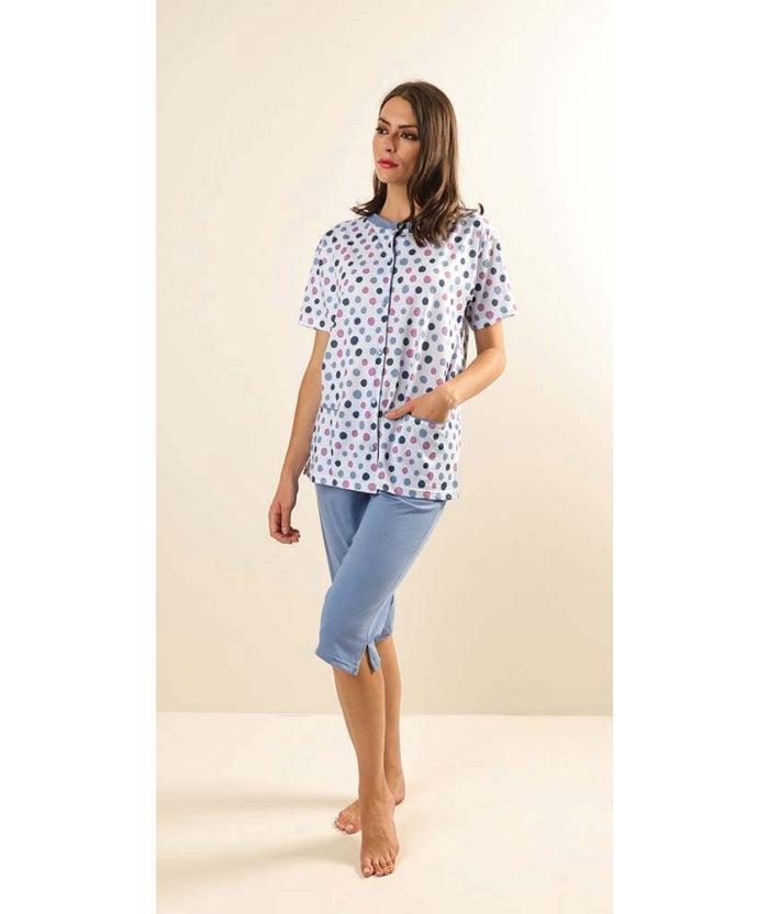 Pigiama aperto mezza manica pinocchietto donna Jersey Gary Z55046