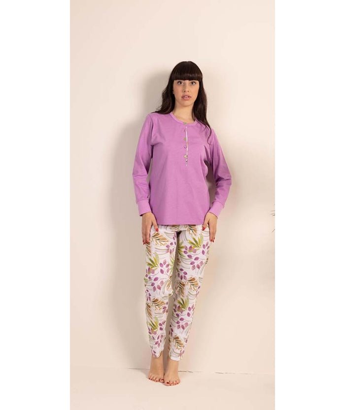 Pigiama donna Jersey serafino Gary manica lunga pantalone lungo 5342 - Caos Intimo Donna - Uomo - Bambini - Casa - Gary