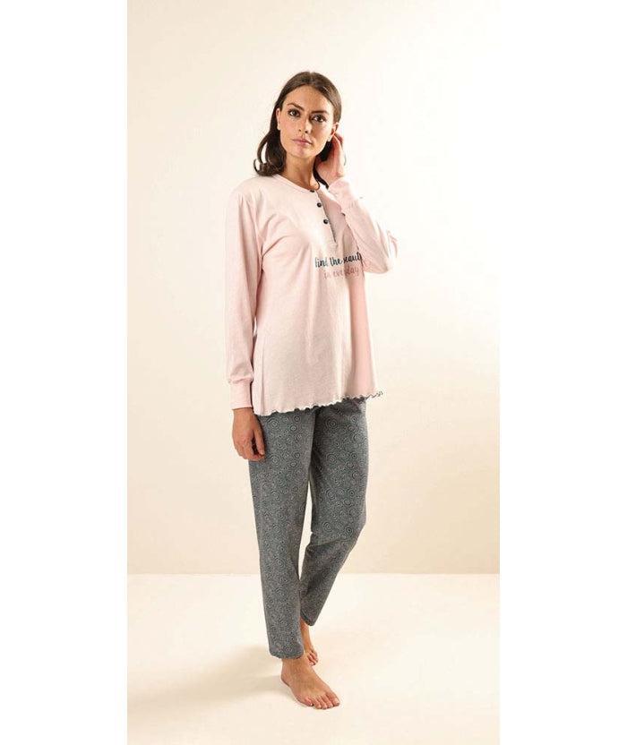 Pigiama donna Jersey serafino Gary manica lunga pantalone lungo Z50060 - Caos Intimo Donna - Uomo - Bambini - Casa - Gary