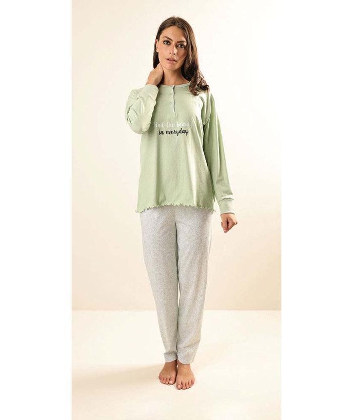 Pigiama donna Jersey serafino Gary manica lunga pantalone lungo Z50060 - Caos Intimo Donna - Uomo - Bambini - Casa - Gary