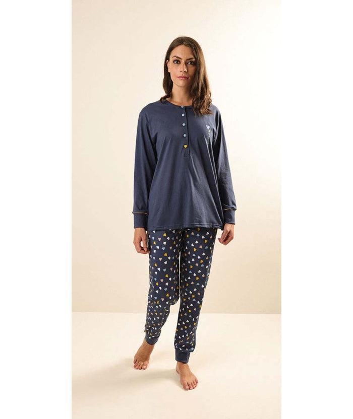 Pigiama donna Jersey serafino Gary manica lunga pantalone lungo Z50080 - Caos Intimo Donna - Uomo - Bambini - Casa - Gary