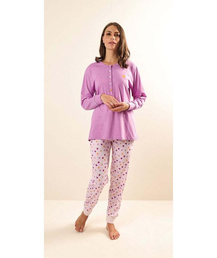 Pigiama donna Jersey serafino Gary manica lunga pantalone lungo Z50080 - Caos Intimo Donna - Uomo - Bambini - Casa - Gary