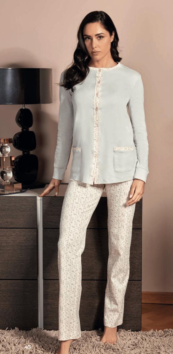 Pigiama donna Nottingham aperto caldo cotone interlock PG45200 - Caos Intimo Donna - Uomo - Bambini - Casa - Nottingham