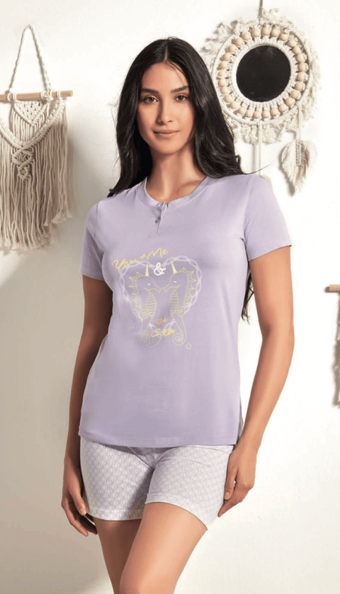 Pigiama donna Nottingham corto in cotone PG49913 - Caos Intimo Donna - Uomo - Bambini - Casa - Nottingham