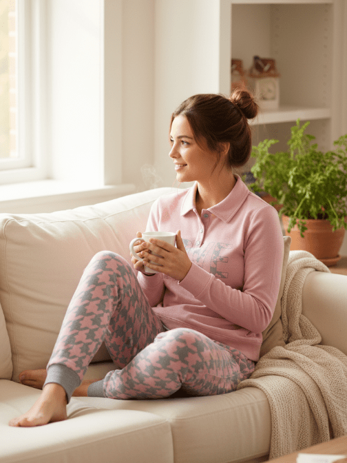 Pigiama donna Nottingham in coral invernale PG42354 - Caos Intimo Donna - Uomo - Bambini - Casa - Nottingham