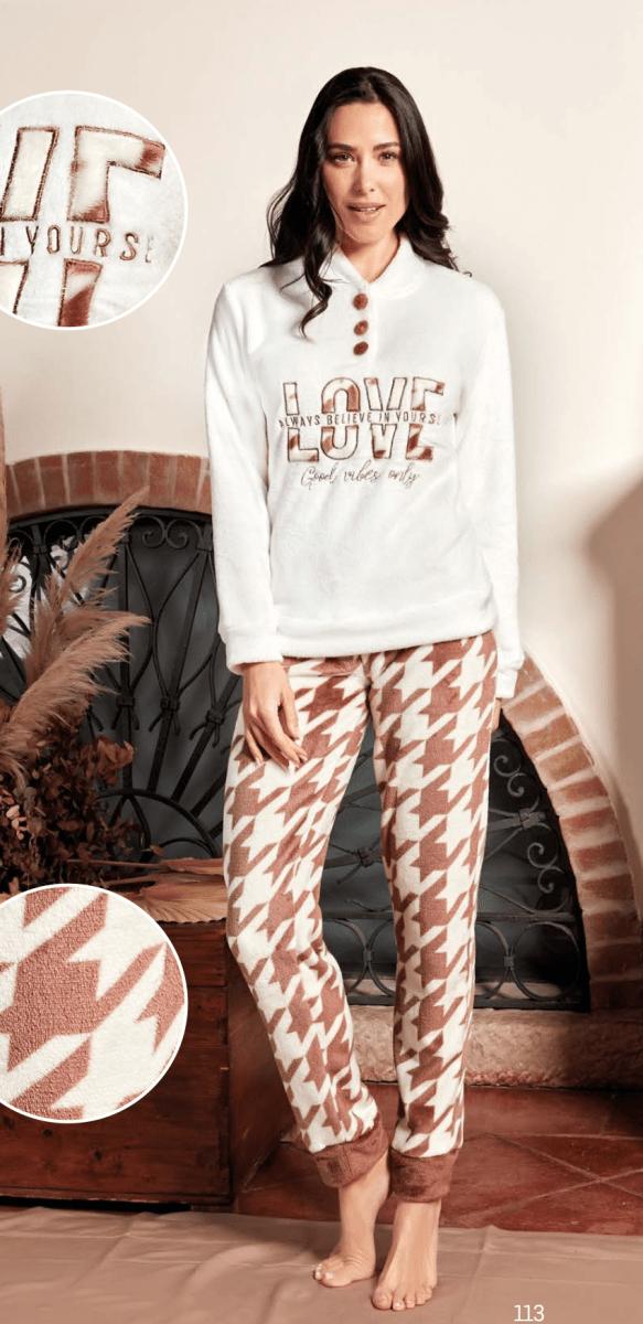 Pigiama donna Nottingham in coral invernale PG42354 - Caos Intimo Donna - Uomo - Bambini - Casa - Nottingham