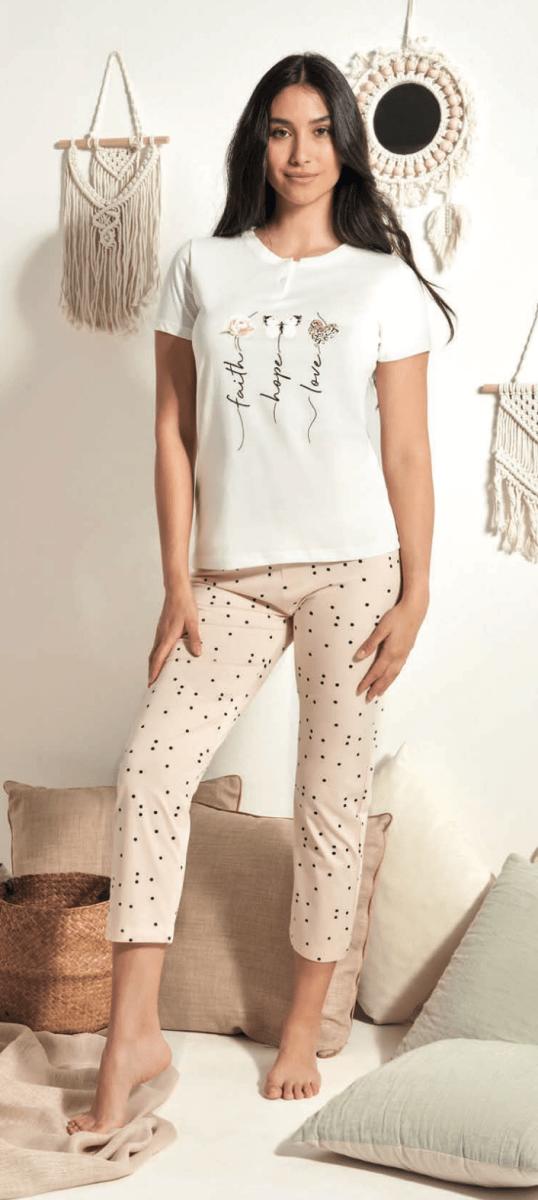 Pigiama donna Nottingham mezza manica pinocchietto in cotone PG49904 - Caos Intimo Donna - Uomo - Bambini - Casa - Nottingham