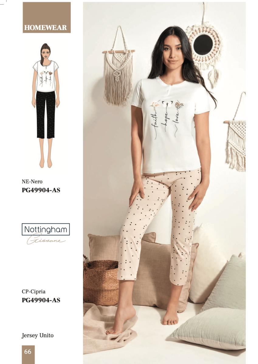 Pigiama donna Nottingham mezza manica pinocchietto in cotone PG49904 - Caos Intimo Donna - Uomo - Bambini - Casa - Nottingham