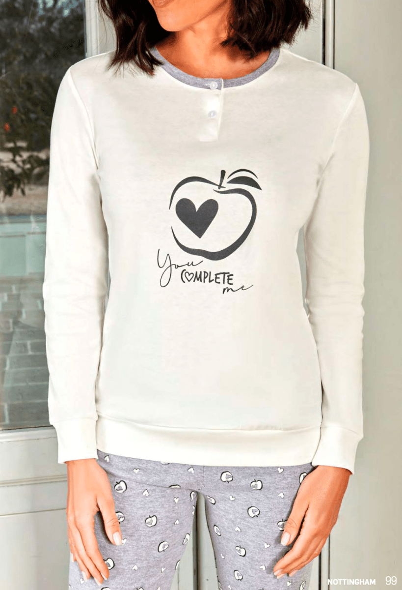 Pigiama donna Nottingham serafino caldo cotone interlock NPA471 - Caos Intimo Donna - Uomo - Bambini - Casa - Nottingham