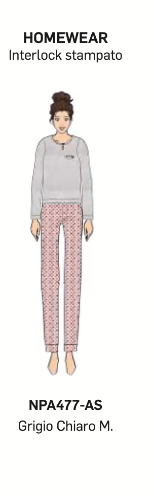 Pigiama donna Nottingham serafino caldo cotone interlock NPA477 - Caos Intimo Donna - Uomo - Bambini - Casa - Nottingham