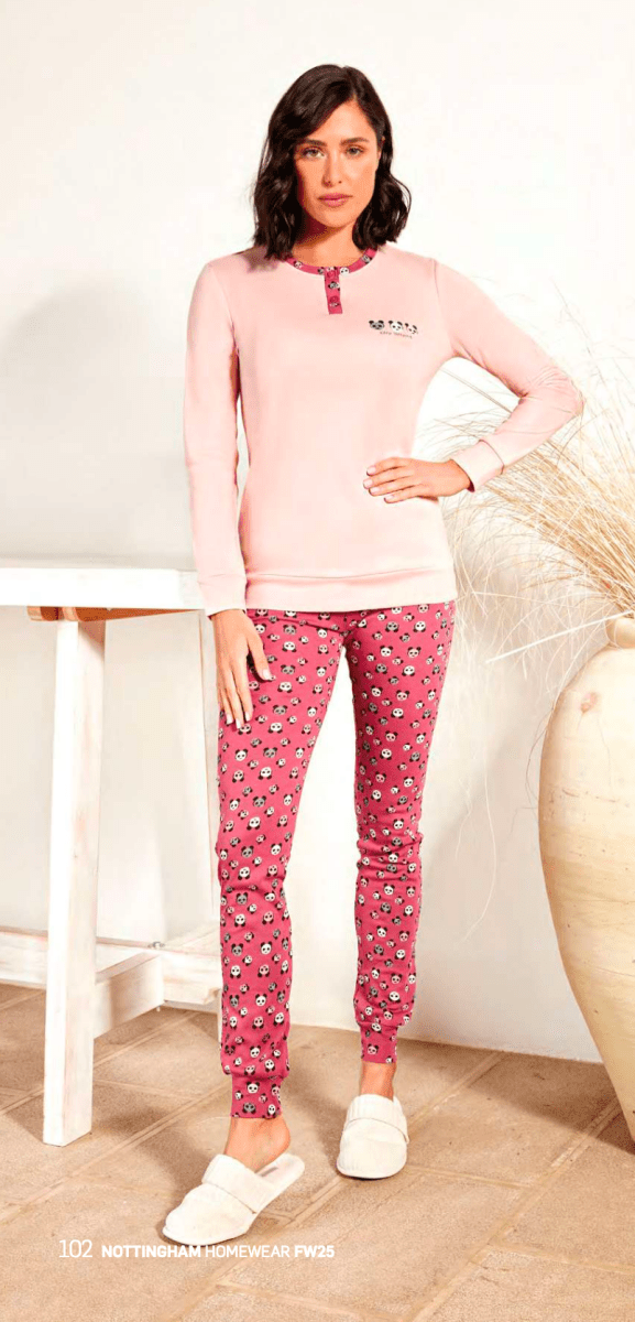 Pigiama donna Nottingham serafino caldo cotone interlock NPA477 - Caos Intimo Donna - Uomo - Bambini - Casa - Nottingham