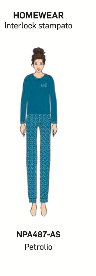 Pigiama donna Nottingham serafino caldo cotone interlock NPA487 - Caos Intimo Donna - Uomo - Bambini - Casa - Nottingham