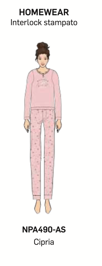 Pigiama donna Nottingham serafino caldo cotone interlock NPA490 - Caos Intimo Donna - Uomo - Bambini - Casa - Nottingham
