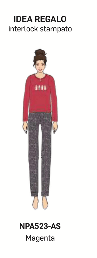 Pigiama donna Nottingham serafino caldo cotone interlock NPA523 - Caos Intimo Donna - Uomo - Bambini - Casa - Nottingham