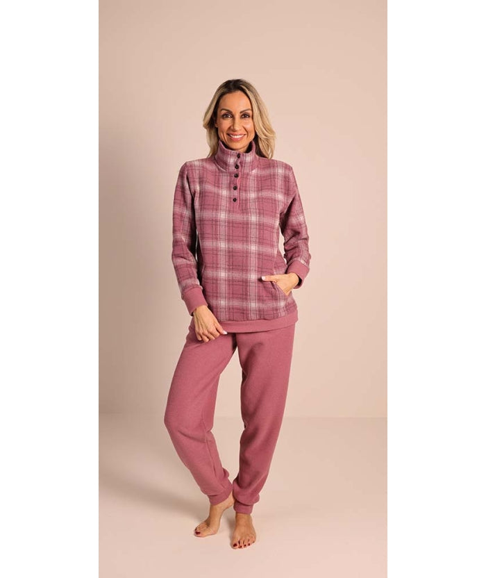 Pigiama donna invernale collo alto punto Milano Gary flanellato 5141