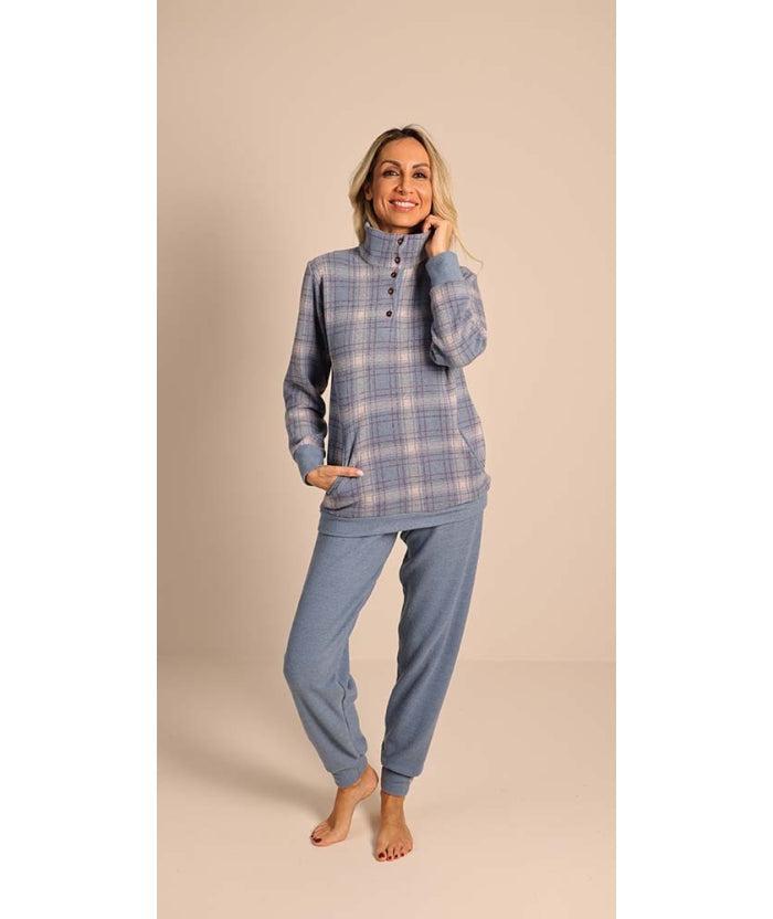 Pigiama donna invernale collo alto punto Milano Gary flanellato 5141