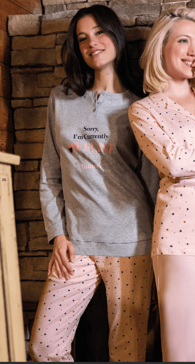 Pigiama donna Sièlei serafino caldo cotone interlock OR16 Ortisei - Caos Intimo Donna - Uomo - Bambini - Casa - Sièlei