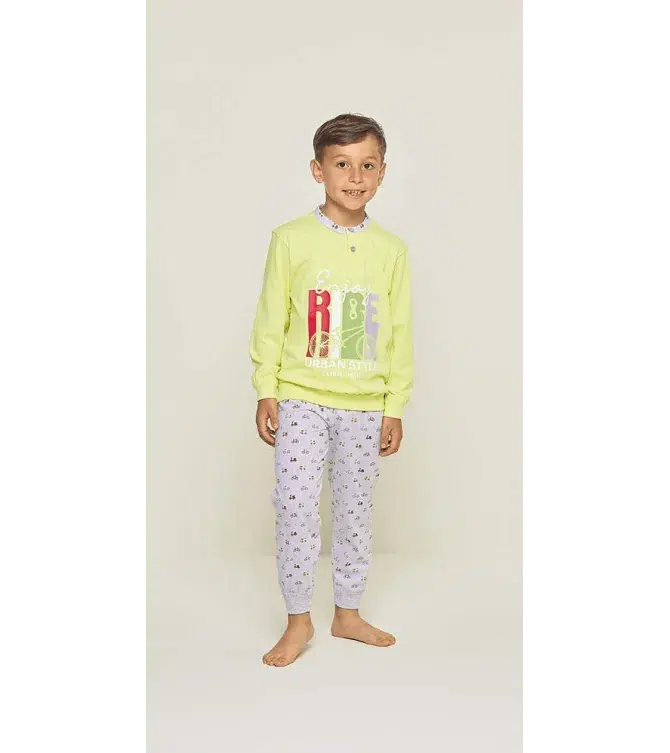 Pigiama Gary bambino manica lunga 2 bottoni U20023 - Caos Intimo Donna - Uomo - Bambini - Casa - Gary