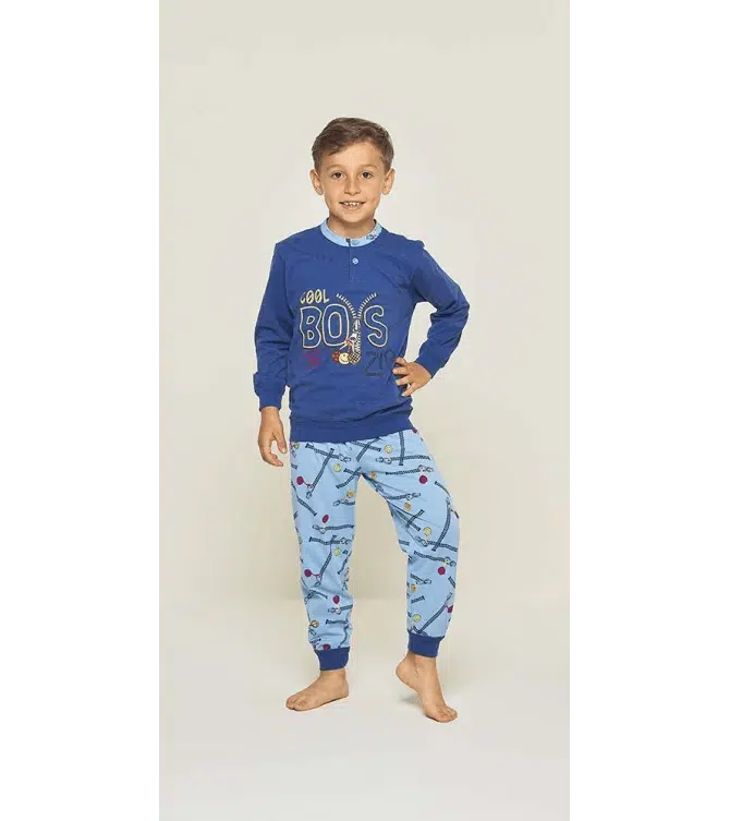 Pigiama Gary bambino manica lunga 2 bottoni U20025 - Caos Intimo Donna - Uomo - Bambini - Casa - Gary