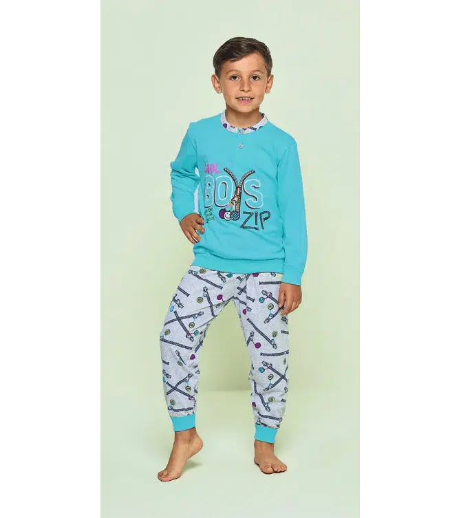 Pigiama Gary bambino manica lunga 2 bottoni U20025 - Caos Intimo Donna - Uomo - Bambini - Casa - Gary