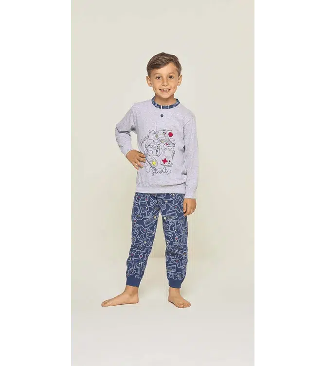 Pigiama Gary bambino manica lunga 2 bottoni U20027 - Caos Intimo Donna - Uomo - Bambini - Casa - Gary