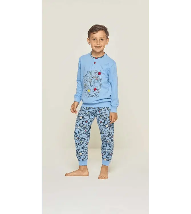 Pigiama Gary bambino manica lunga 2 bottoni U20027 - Caos Intimo Donna - Uomo - Bambini - Casa - Gary
