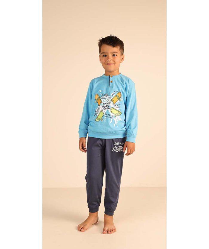 Pigiama Gary bambino manica lunga 2 bottoni Z20026 - Caos Intimo Donna - Uomo - Bambini - Casa - Gary