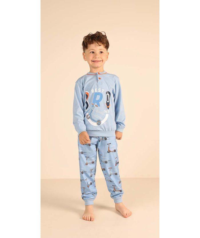 Pigiama Gary bambino manica lunga 2 bottoni Z20027 - Caos Intimo Donna - Uomo - Bambini - Casa - Gary