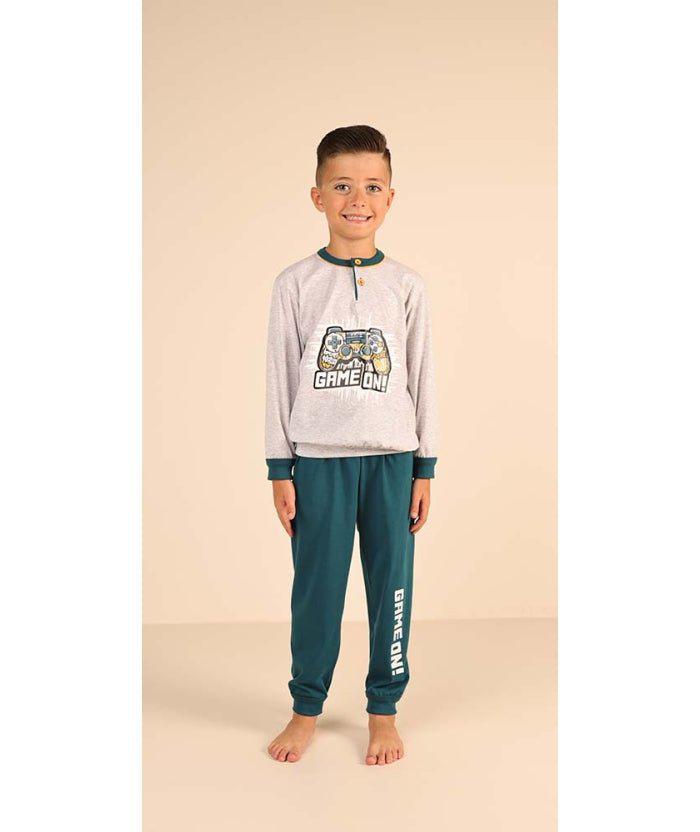 Pigiama Gary bambino/ragazzo manica lunga 2 bottoni Z30021 - Caos Intimo Donna - Uomo - Bambini - Casa - Gary